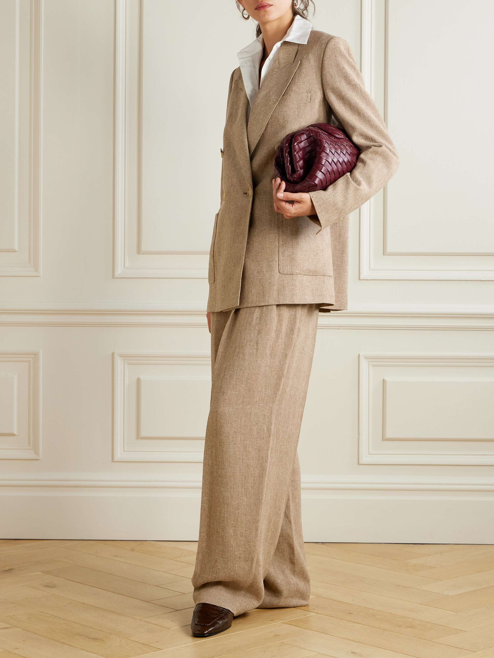 Double-Breasted Linen Blazer