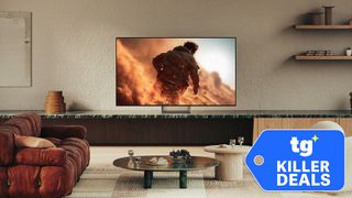 Lifestyle image of the Sony Bravia 7 II True RGB TV displayed in a living room environment with 'Killer Deals' badge overlaid