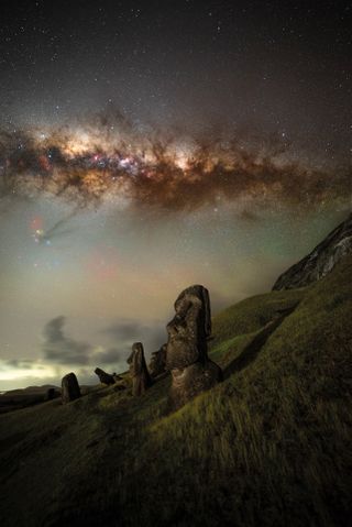 Aringa Ora O Te Tupuna “The iconic Moai statues captured under the Milky Way in October 2024. The title means ‘Living Face of the Ancestors’”