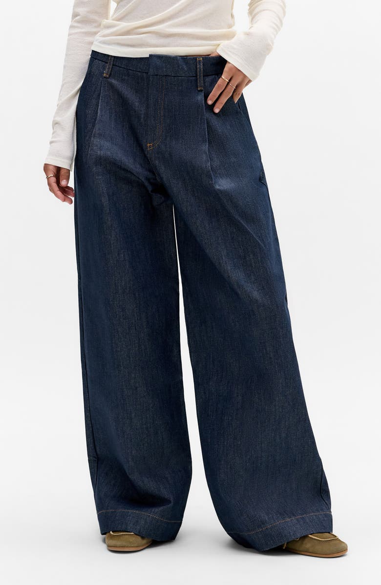 Ray Pleated Wide Leg Denim Chinos