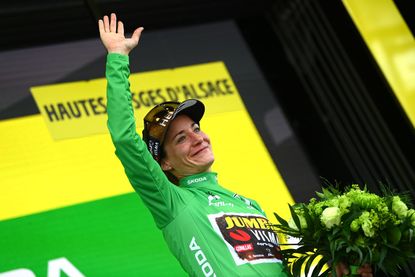 Stage 7 - Marianne Vos in the green jersey at the 2022 Tour de France Femmes