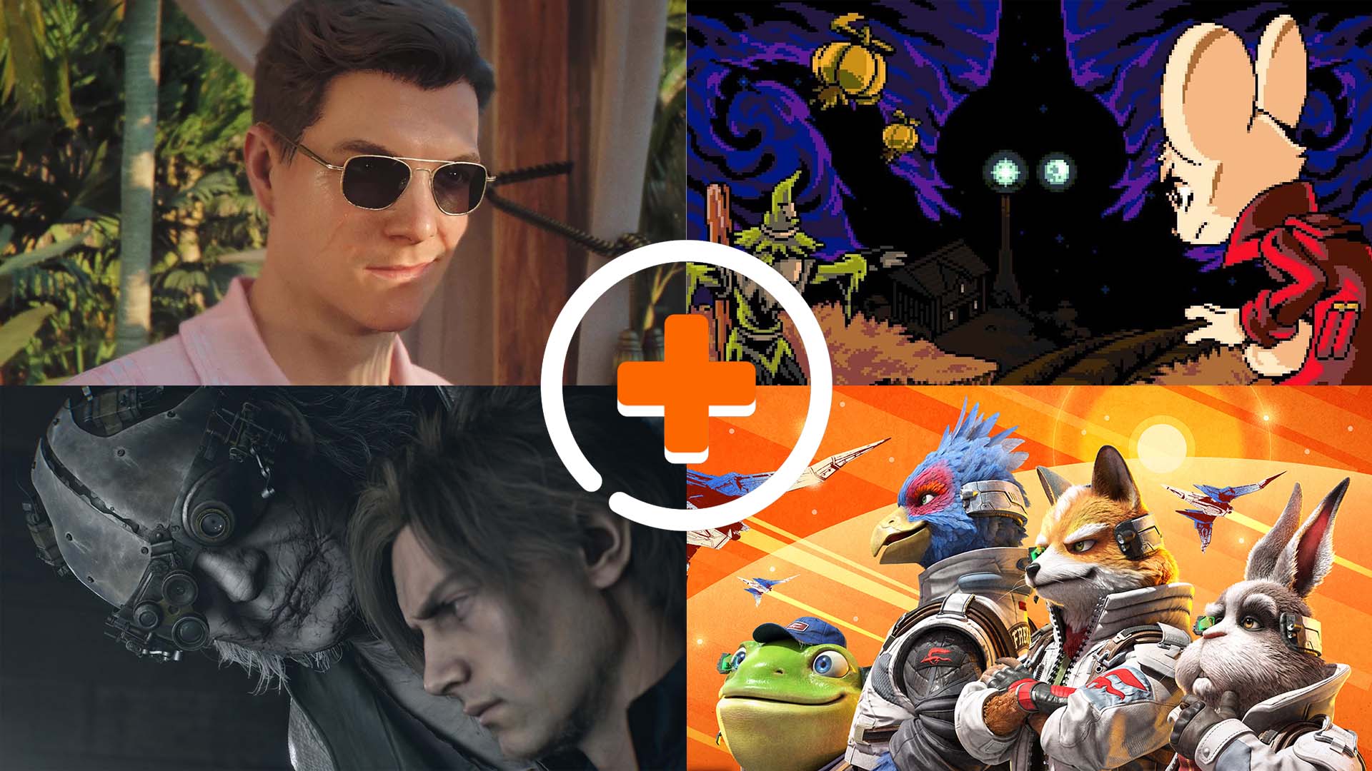 A header image for GamesRadar+s Best Games of 2026 list, showing 007 First Light, Mina the Hollower, Resident Evil Requiem, and Star Fox in a grid with an orange plus sign in the middle