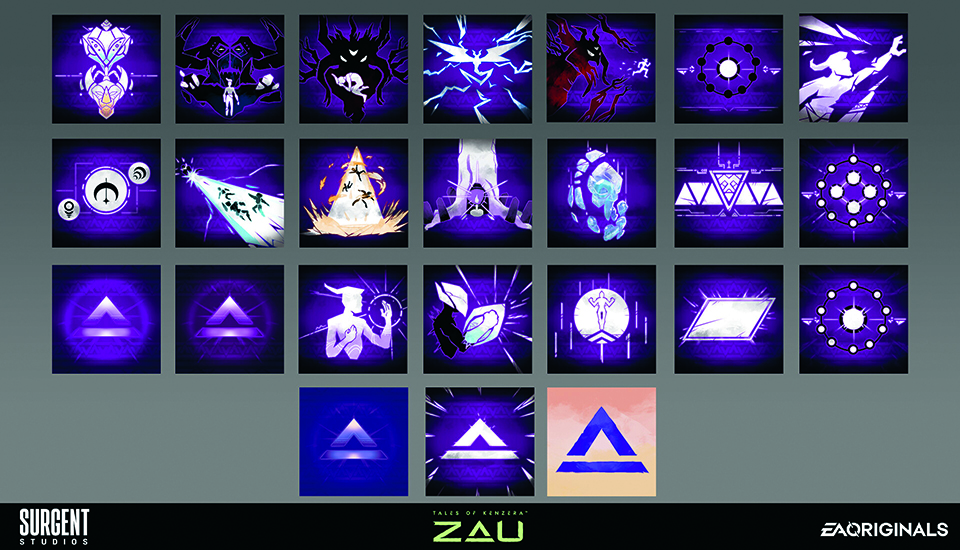 An example of concept art showing icons from a video game