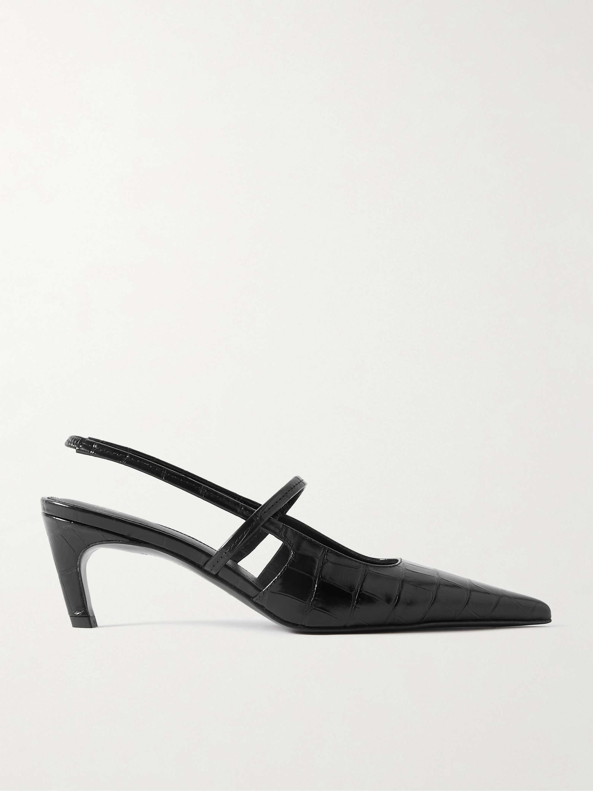 The Sharp Croc-Effect Leather Slingback Pumps