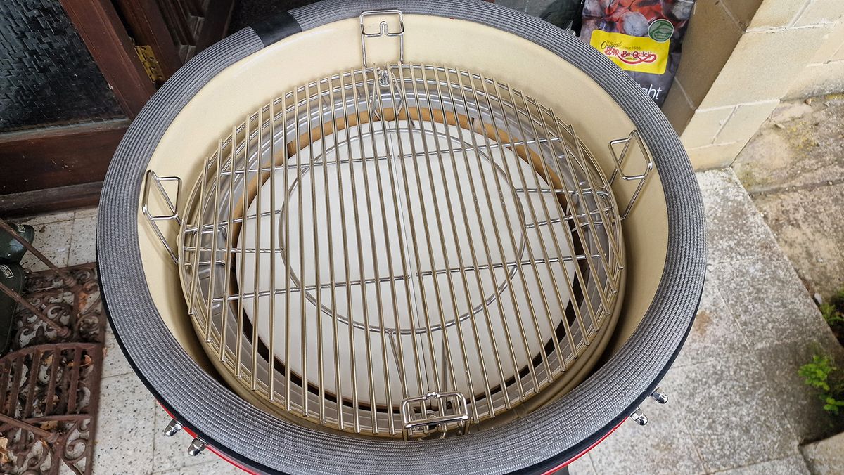 The ceramic interior of the Kamado Joe Konnected Joe