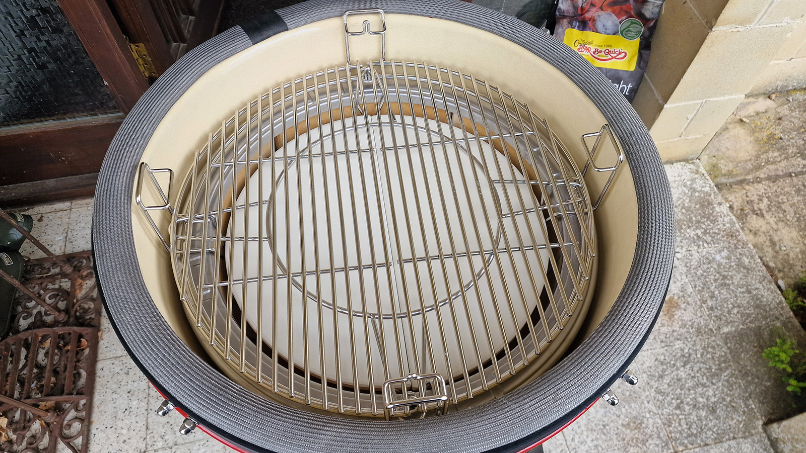 The ceramic interior of the Kamado Joe Konnected Joe