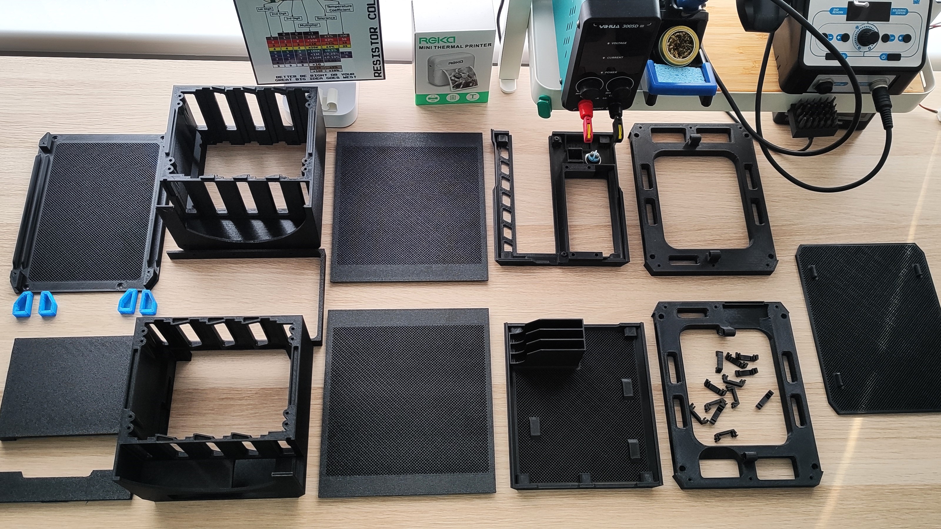 Most of the parts for a 3D printed PC case