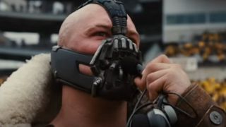 Bane speaking in a stadium in The Dark Knight Rises