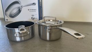 Le Creuset Stainless Steel Pan being tested in the kitchen