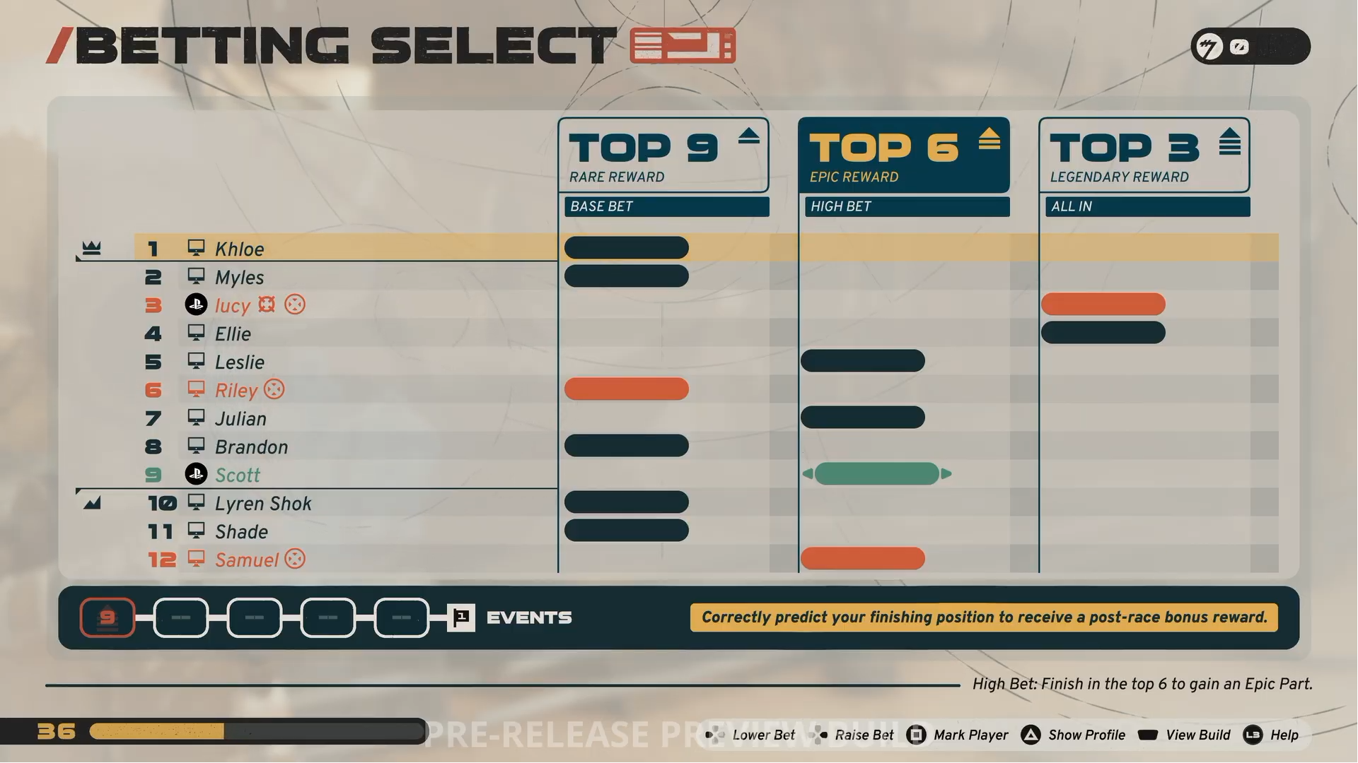  Galactic Racer, showing the race betting and character selection screens.