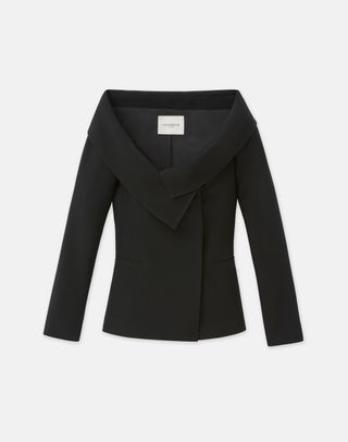 Wool-Silk Crepe Portrait Collar Jacket