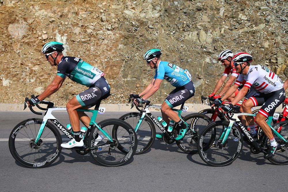 Sam Bennett in blue during stage 3 in Turkey