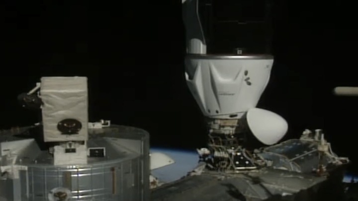 SpaceX&#039;s Crew Dragon Grace is docked with the International Space Station June 26, 2025.