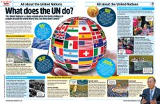 Image of a world globe with flags picturing the UN