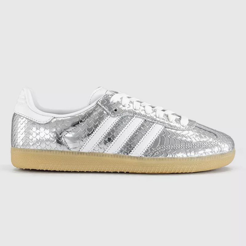 silver adidas samba trainers