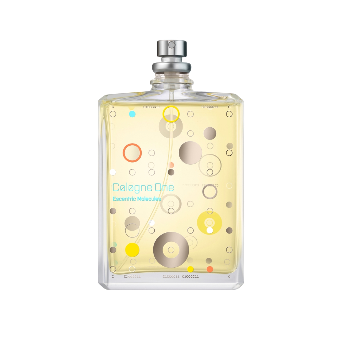 A product shot of the Escentric Molecules Cologne One, on a white background