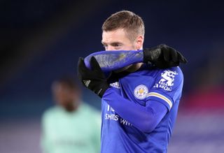 Jamie Vardy playing for Leicester