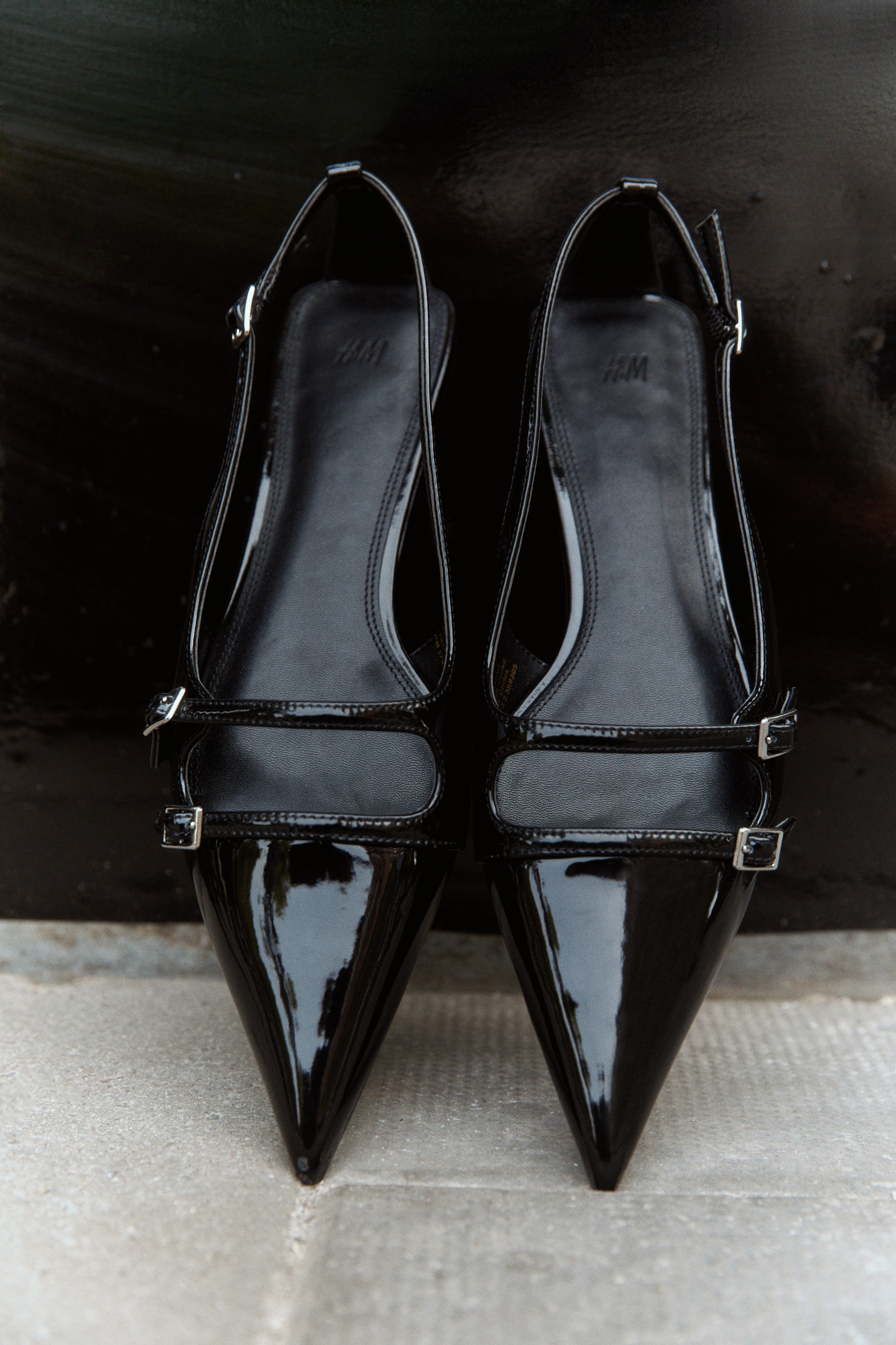 H&amp;M patent slingbacks