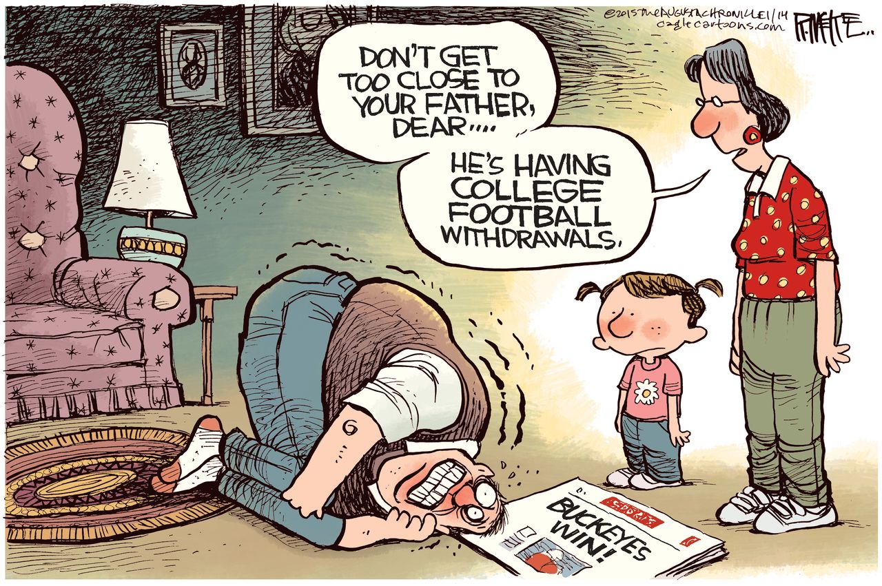 Editorial cartoon U.S. sports college football