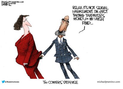 Political cartoon U.S. sexual harassment taxes John Conyers