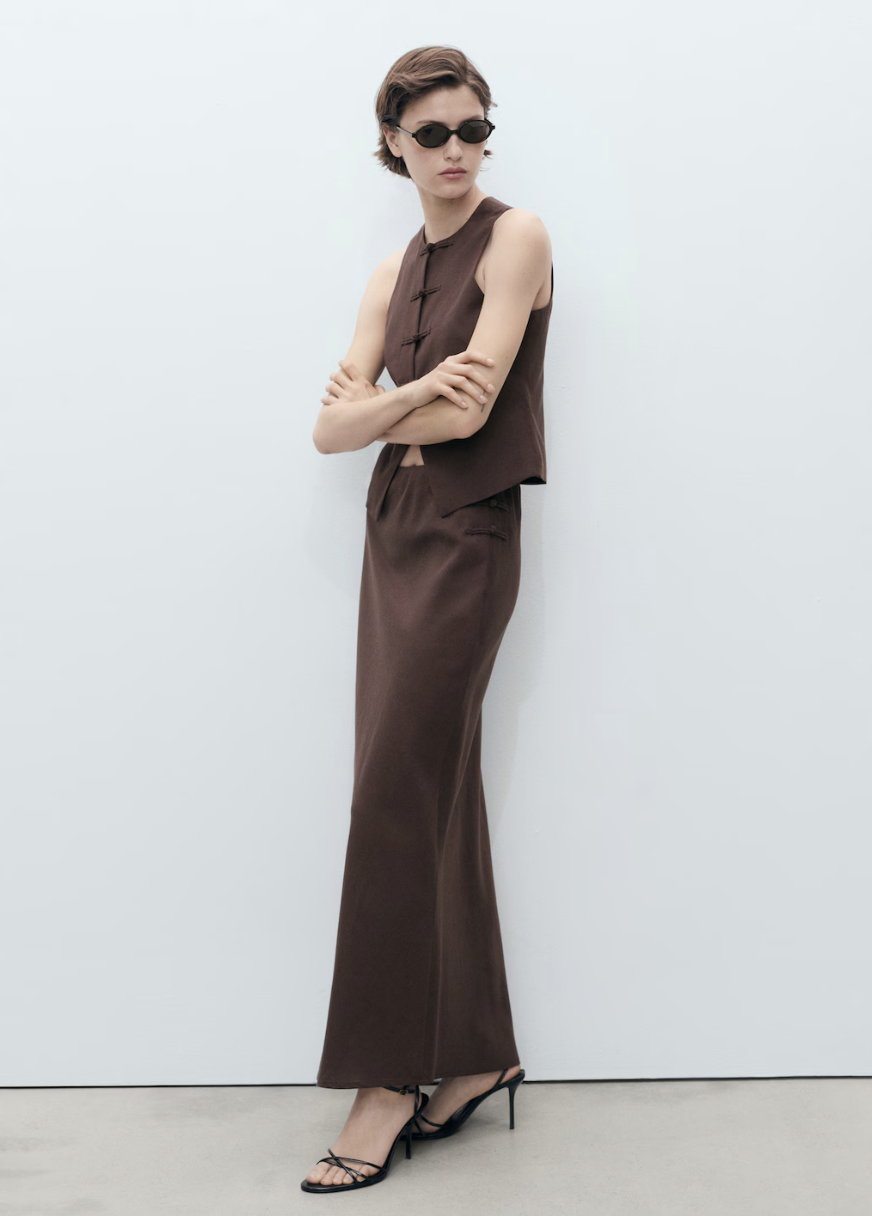 Rounded Merino Wool Maxi Skirt