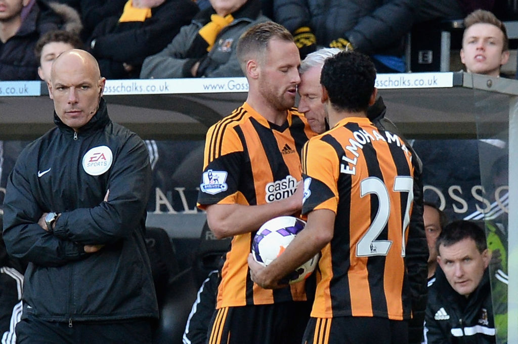 Newcastle boss Alan Pardew clashed with Hull's David Meyler in 2014