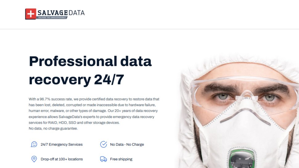Website screenshot of SalvageData (July, 2025)