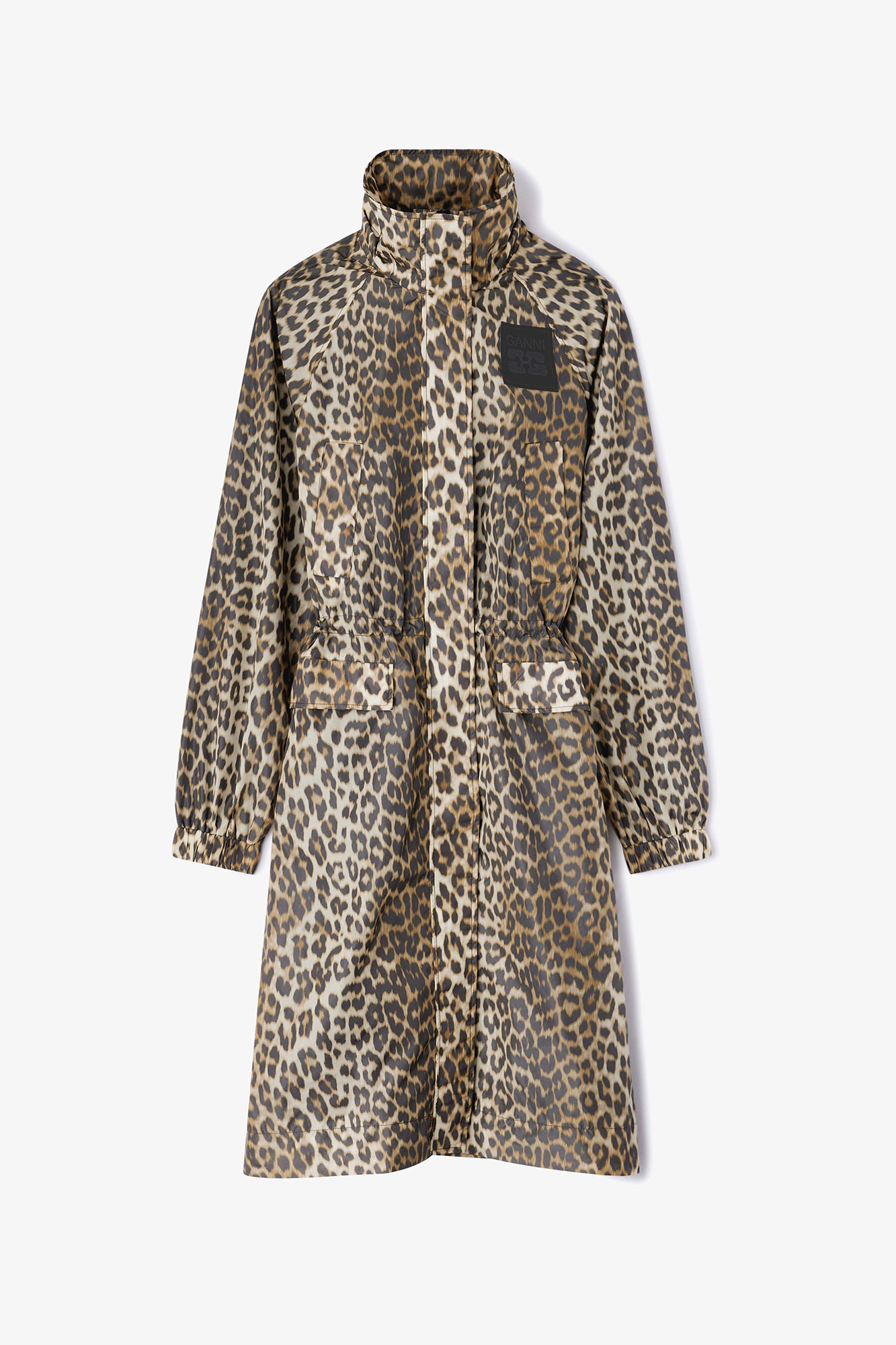 Leopard Nylon Parka Coat
