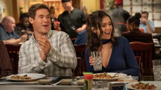 Adam Devine and Nina Dobrev in The Out-Laws.