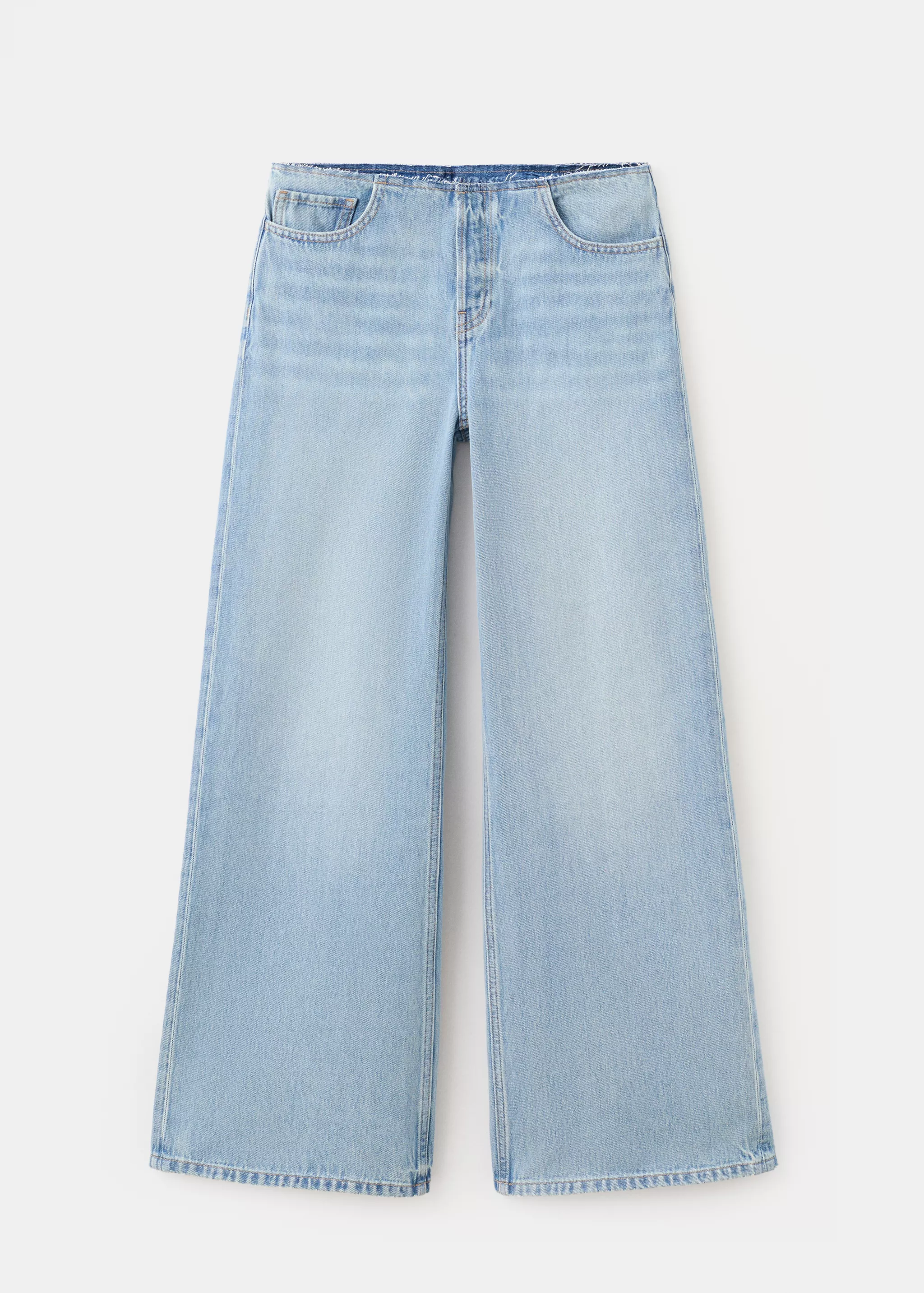 Mango, Wide-Leg Frayed Waist Jeans