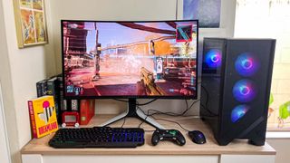 MSI Codex R2 gaming PC review unit on a desk