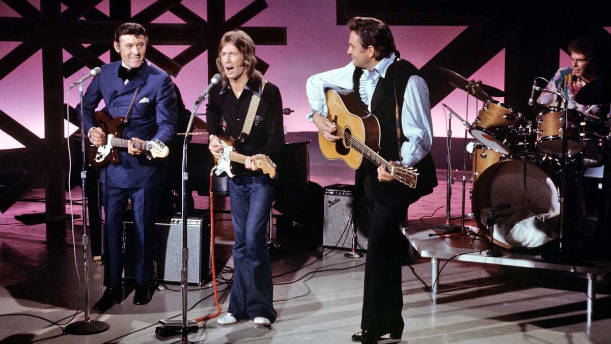 Derek &amp; The Dominos, Johnny Cash and Carl Perkins on the set of the Johnny Cash Show