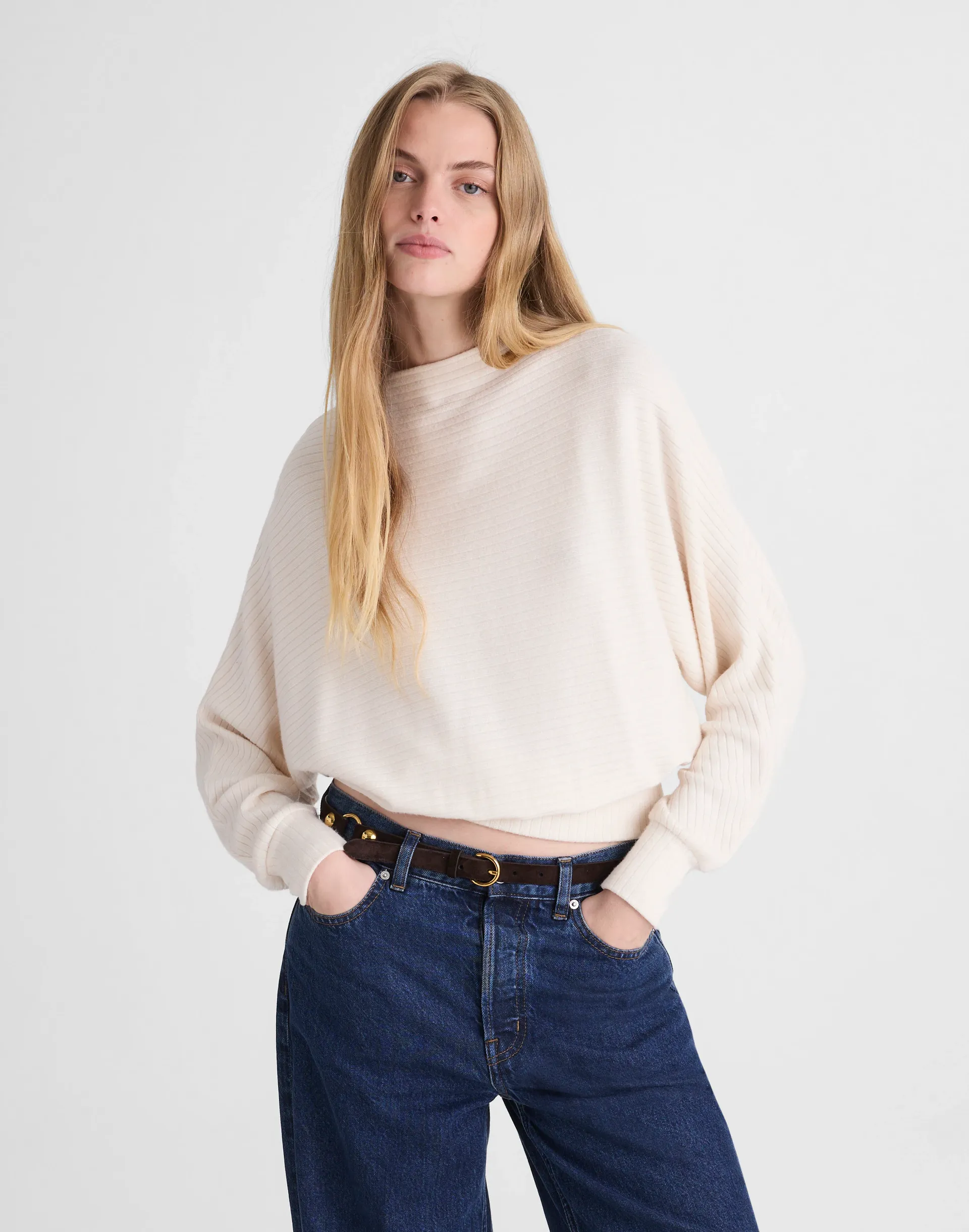 Mockneck Dolman-Sleeve Top