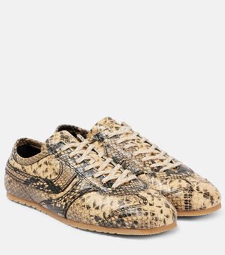 Snake-Effect Leather Sneakers