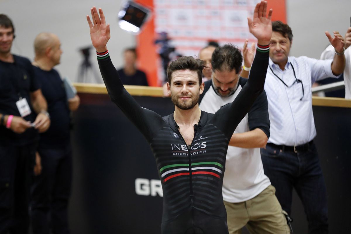 UCI Hour Record timed by Tissot attempt Filippo Ganna - Grenchen - Velodrome Suisse AG - 08/10/2022 - Filippo Ganna (ITA - INEOS Grenadiers) - photo Ivan Benedetto/SprintCyclingAgency&Acirc;&copy;2022