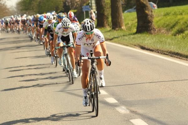 The first action came after 5 km - an attack by Charlotte Becker (HTC-HighRoad)