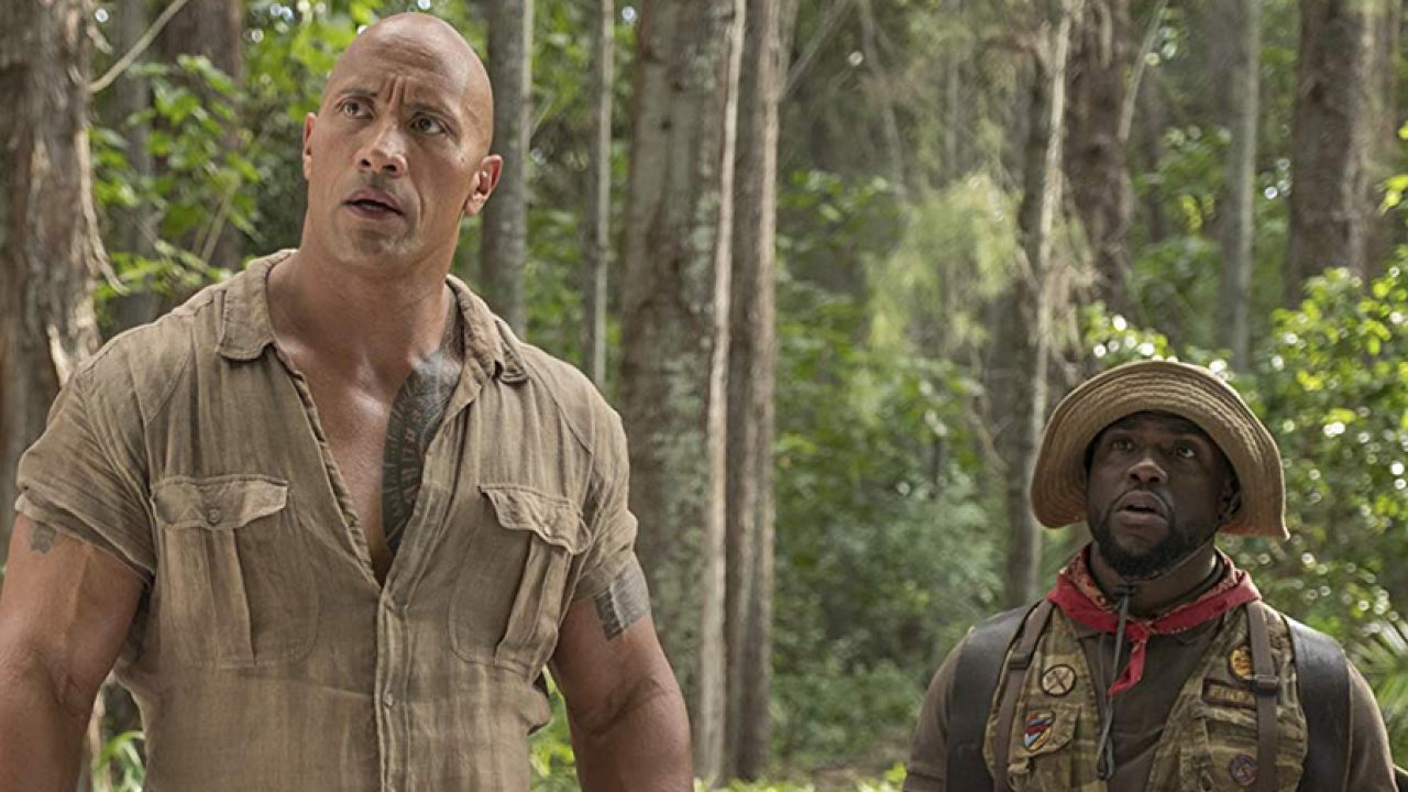 Dwayne Johnson y Kevin Hart en Jumanji: Bienvenidos a la jungla.