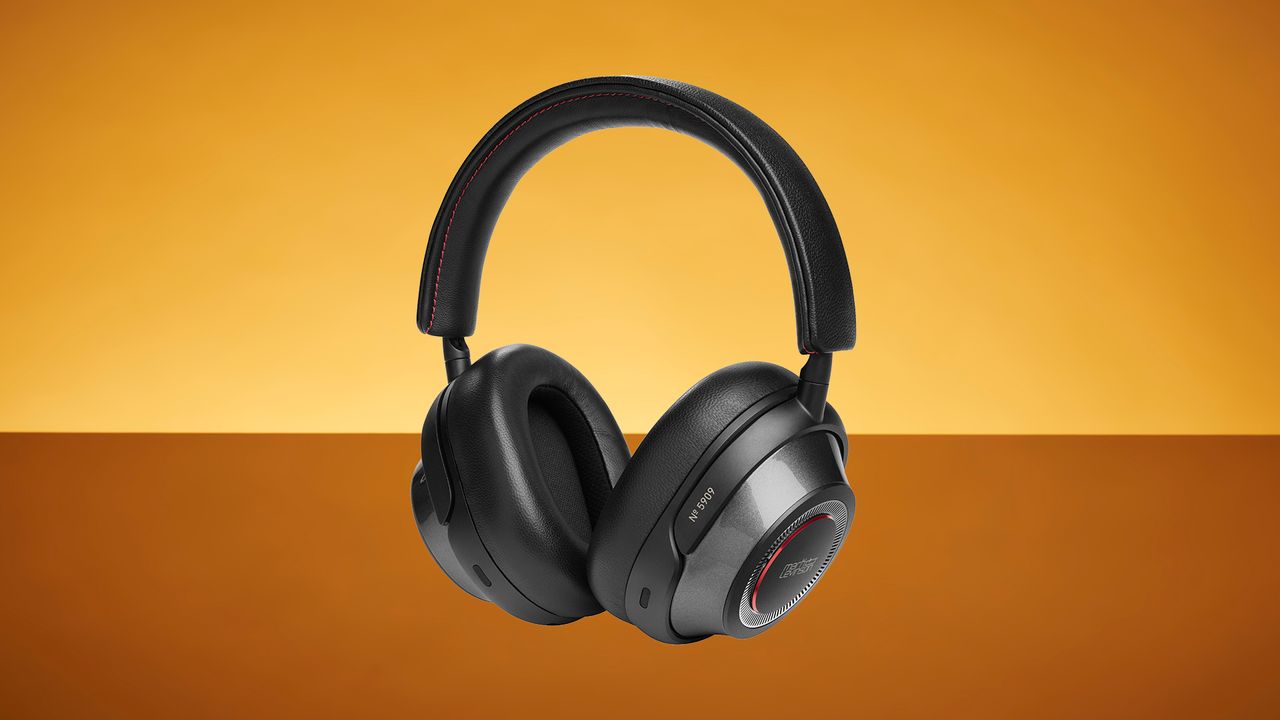 Mark Levinson 5909 headphones on yellow background