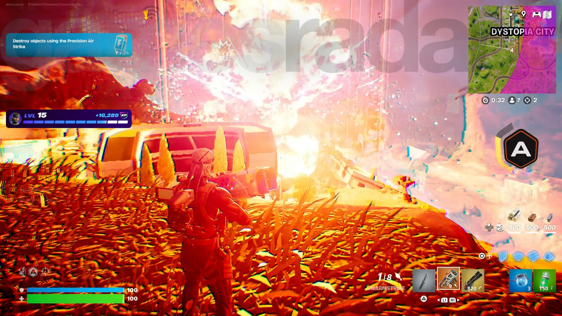 Using the Fortnite Precision Air Strike to destroy objects