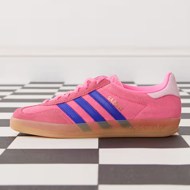 Adidas Originals Gazelle Indoor Sneaker in pink and blue