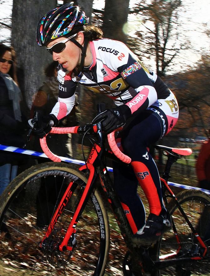 Arley Kemmerer (PB2 Pro Cycling) pushing at the front of the race