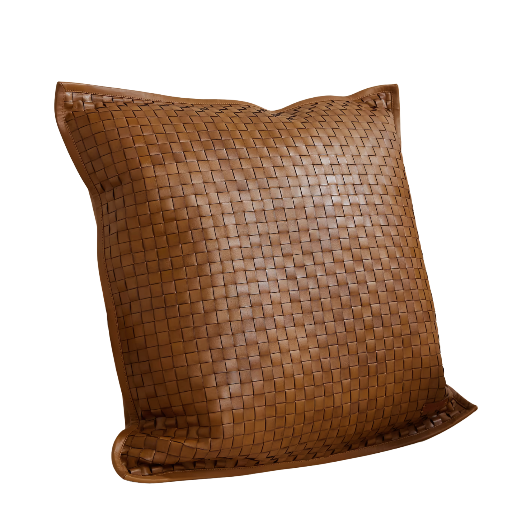 woven leather pillow