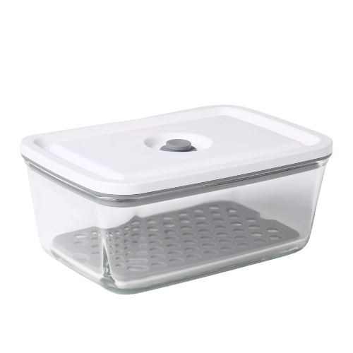 John Lewis Vacuum Seal Glass Storage Container, 1l, Grey/clear