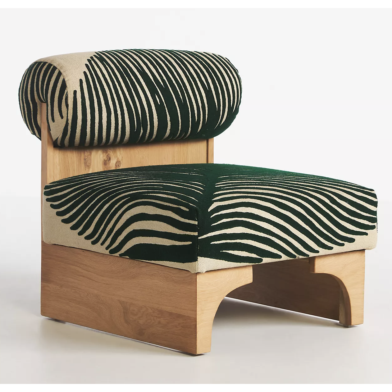 green and wood accent chair