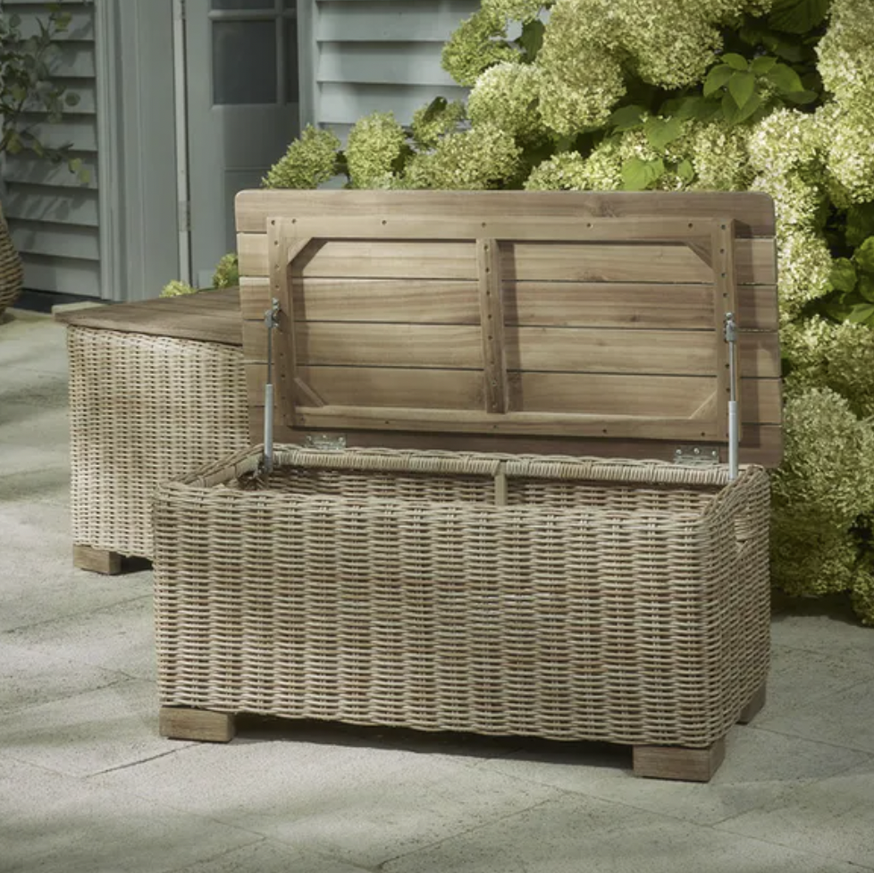 Two Nestable Rattan Storage Boxes