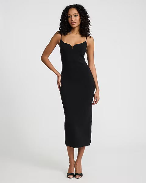 Express, Body Contour V-Wire Sleeveless Midi Dress