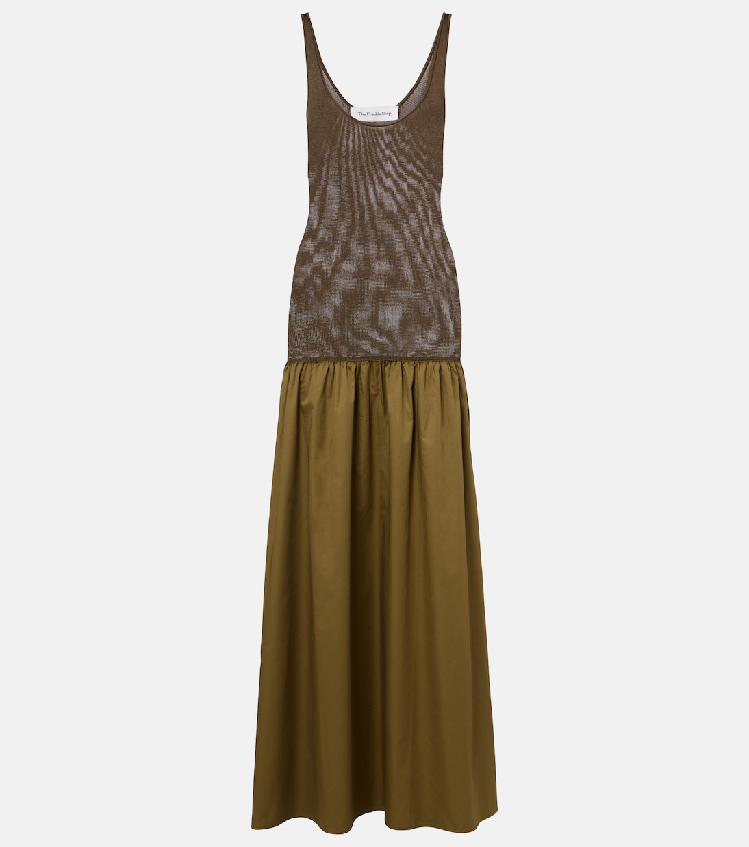 Ilya Cotton-Trimmed Maxi Dress in Green - the Frankie Shop