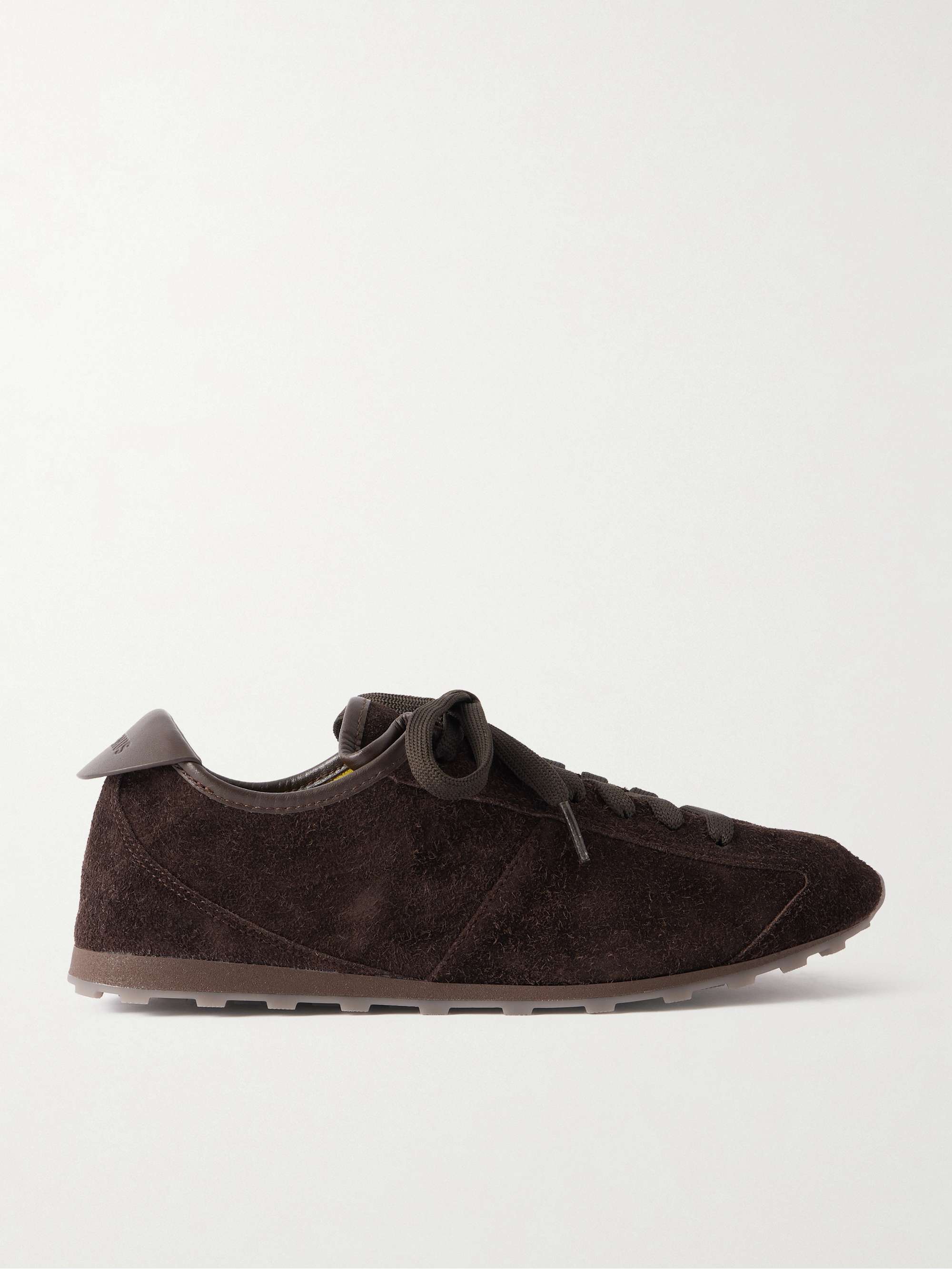 The Tennis Leather-Trimmed Suede Sneakers