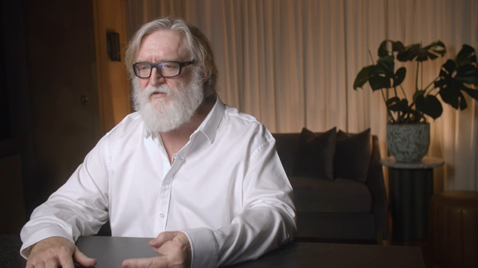 Portrait of American video game developer Gabe Newell, photographed in  2023