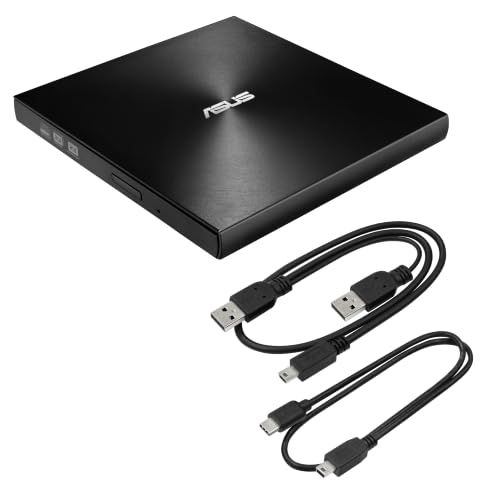 Asus Zendrive Black 13mm External 8x Dvd/burner Drive +/-Rw With M-Disc Support, Compatible With Both Mac & Windows and Nero Backitup for Android Devices (usb 2.0 & Type-C Cables Included)